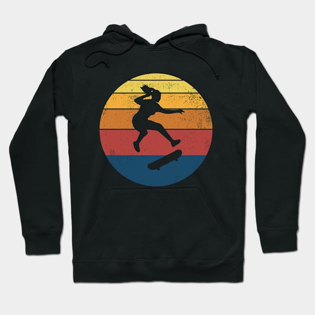 Skating Skater Girl Retro Vintage Hoodie by CreativeGiftShop